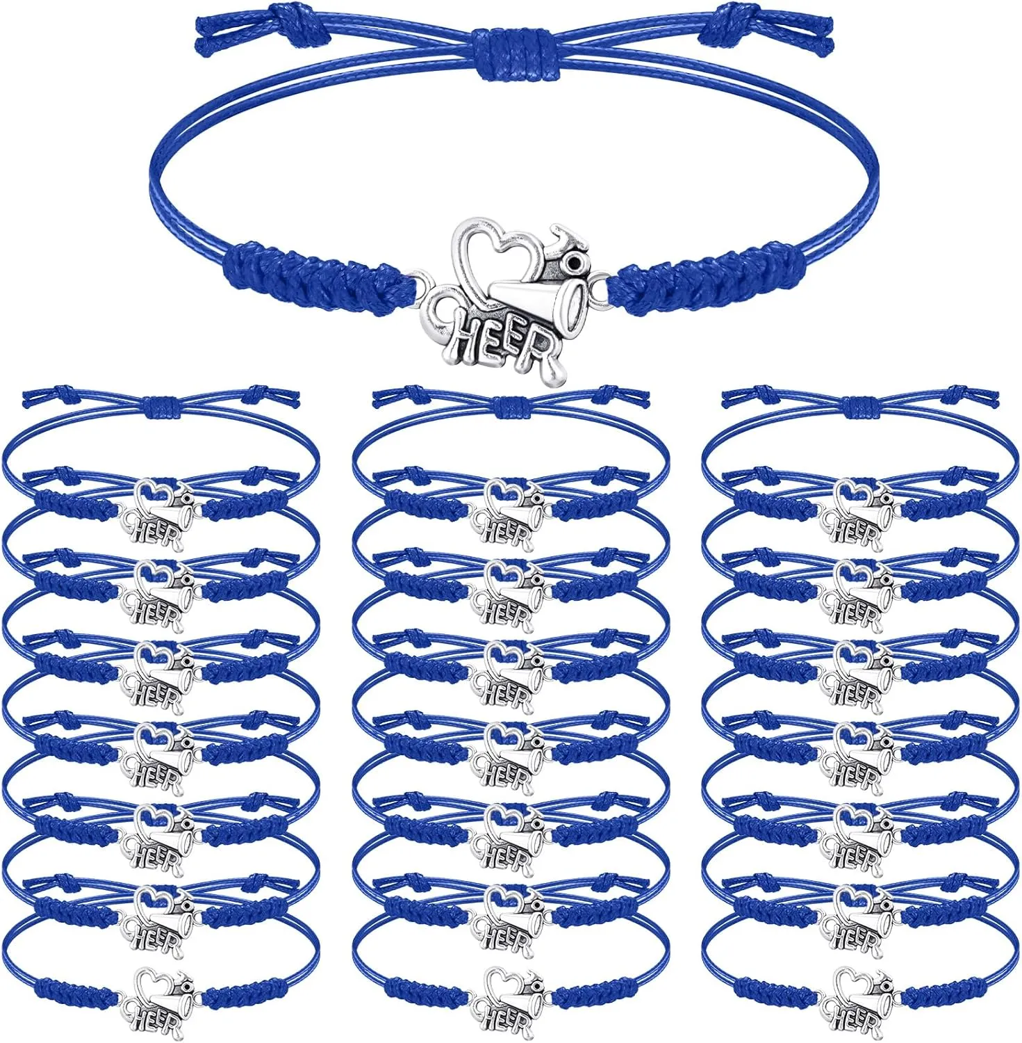 Rtteri 20 Pcs Cheerleader Gifts Cheer Bracelet Girls Charm Bracelet Adjustable Cheerleader Gifts For Cheer Team Jewelry Accessories Bulk