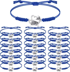 Rtteri 20 Pcs Cheerleader Gifts Cheer Bracelet Girls Charm Bracelet Adjustable Cheerleader Gifts For Cheer Team Jewelry Accessories Bulk