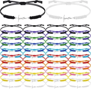 Rtteri 80 Pcs Faith Cross Bracelets Bulk Inspirational Birthday Jewelry Gifts Stainless Steel Hope Charm Adjustable Faith Bracelet Religious Accessories for Women Christian Gifts