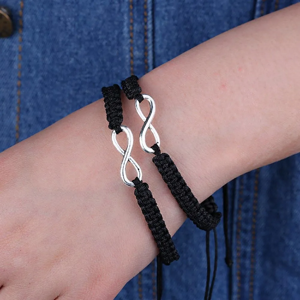 Rullarr 2Pcs Women Men Handmade Infinity Forever Lovers Friendship Family Braided Couple Cuff Link Strentch Bracelets