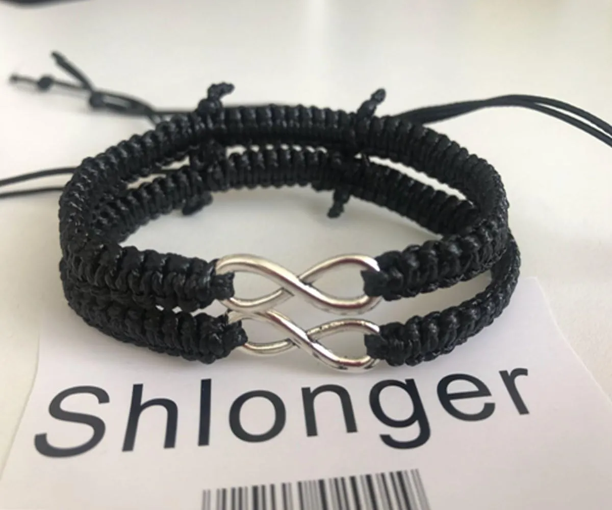 Rullarr 2Pcs Women Men Handmade Infinity Forever Lovers Friendship Family Braided Couple Cuff Link Strentch Bracelets