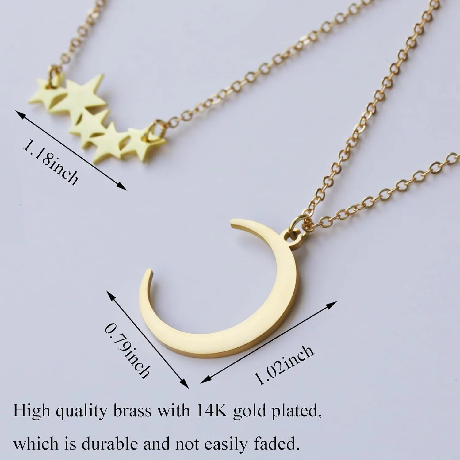 RZKING Layered Necklace for Women, Dainty 14K Gold Evil Eye, Sun Moon Stars, Starfish, Choker Pendant Necklace for Best Friend, Birthday, Thank's Giving, Christmas, Inspirational Gifts for Women
