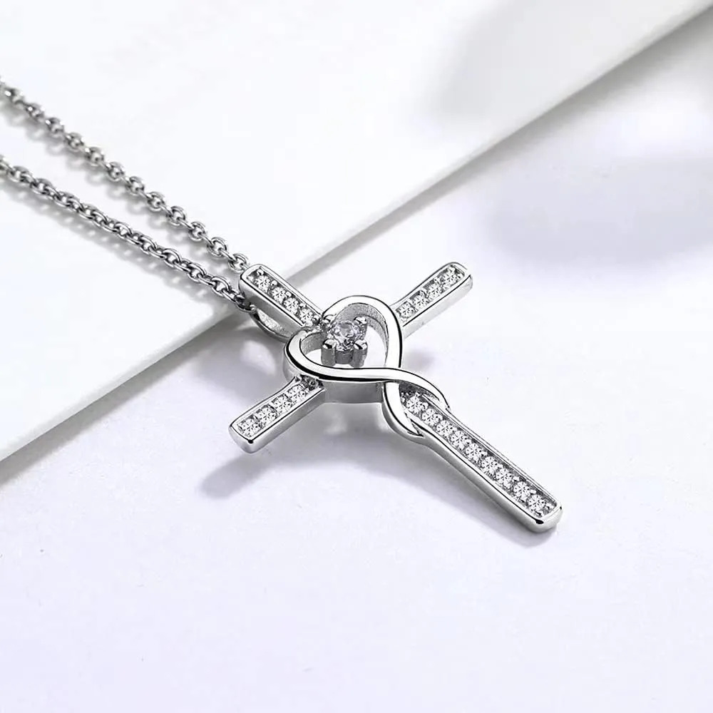 S925 Sterling Silver Dainty Cross pendent necklace for women boy girl Jewelry
