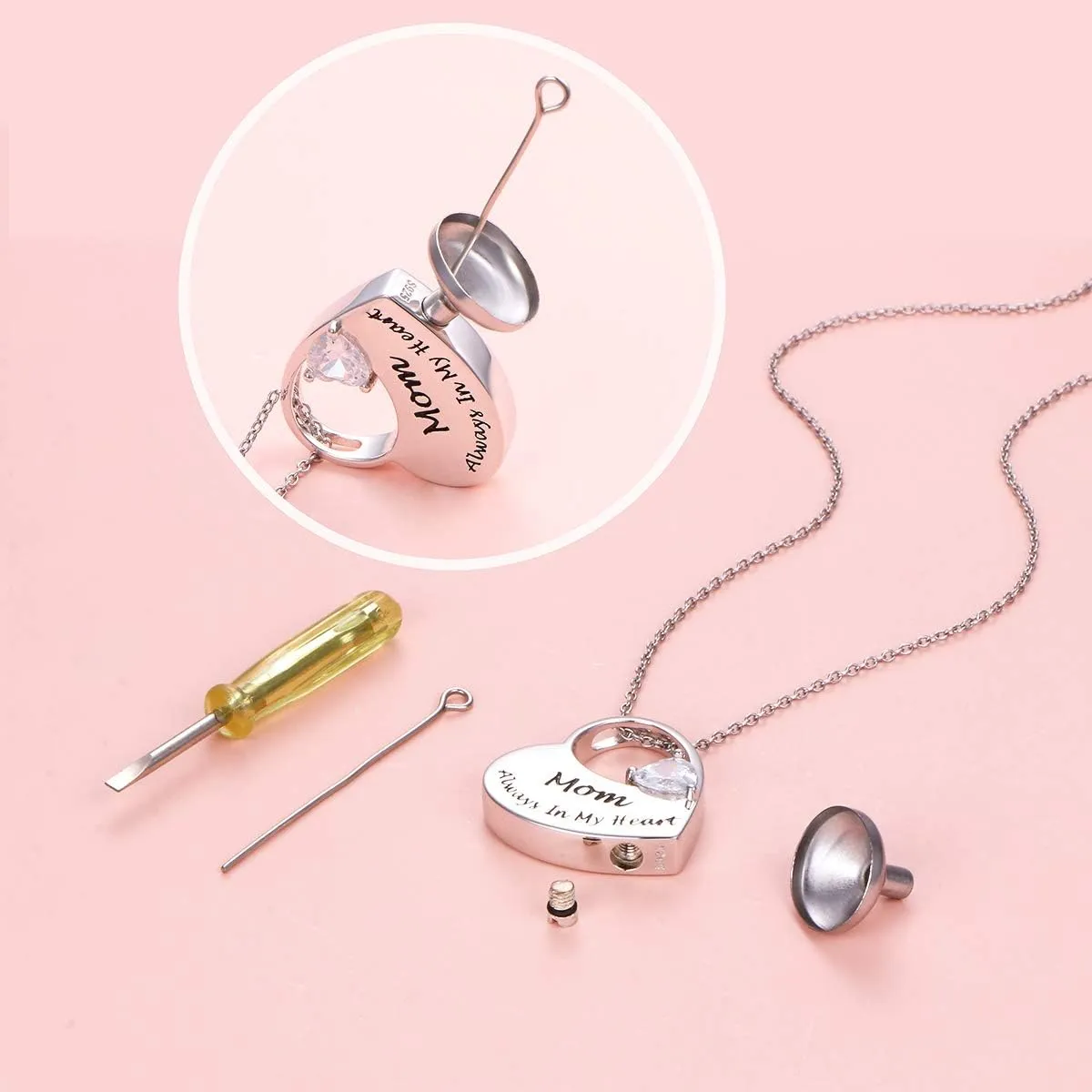 S925 Sterling Silver Urn Necklace for Ashes Cremation Memorial Keepsake Pendant Necklace Jewelry for Women
