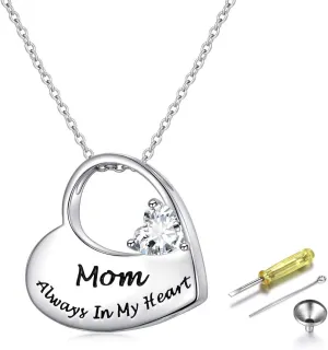 S925 Sterling Silver Urn Necklace for Ashes Cremation Memorial Keepsake Pendant Necklace Jewelry for Women