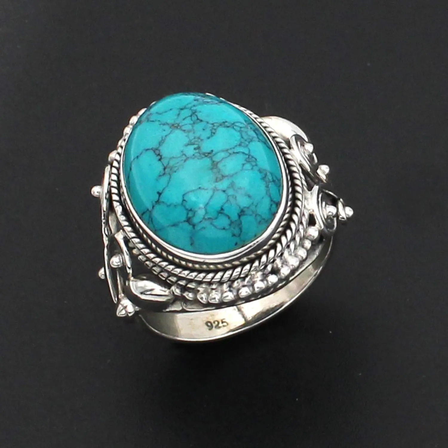 Sagun Jewellers Sterling Silver Turquoise Ring Vinatge Ring for Women Healing Gemstone Rings Boho Jewellery Gift for Her