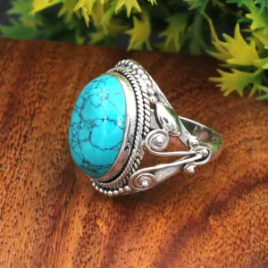 Sagun Jewellers Sterling Silver Turquoise Ring Vinatge Ring for Women Healing Gemstone Rings Boho Jewellery Gift for Her
