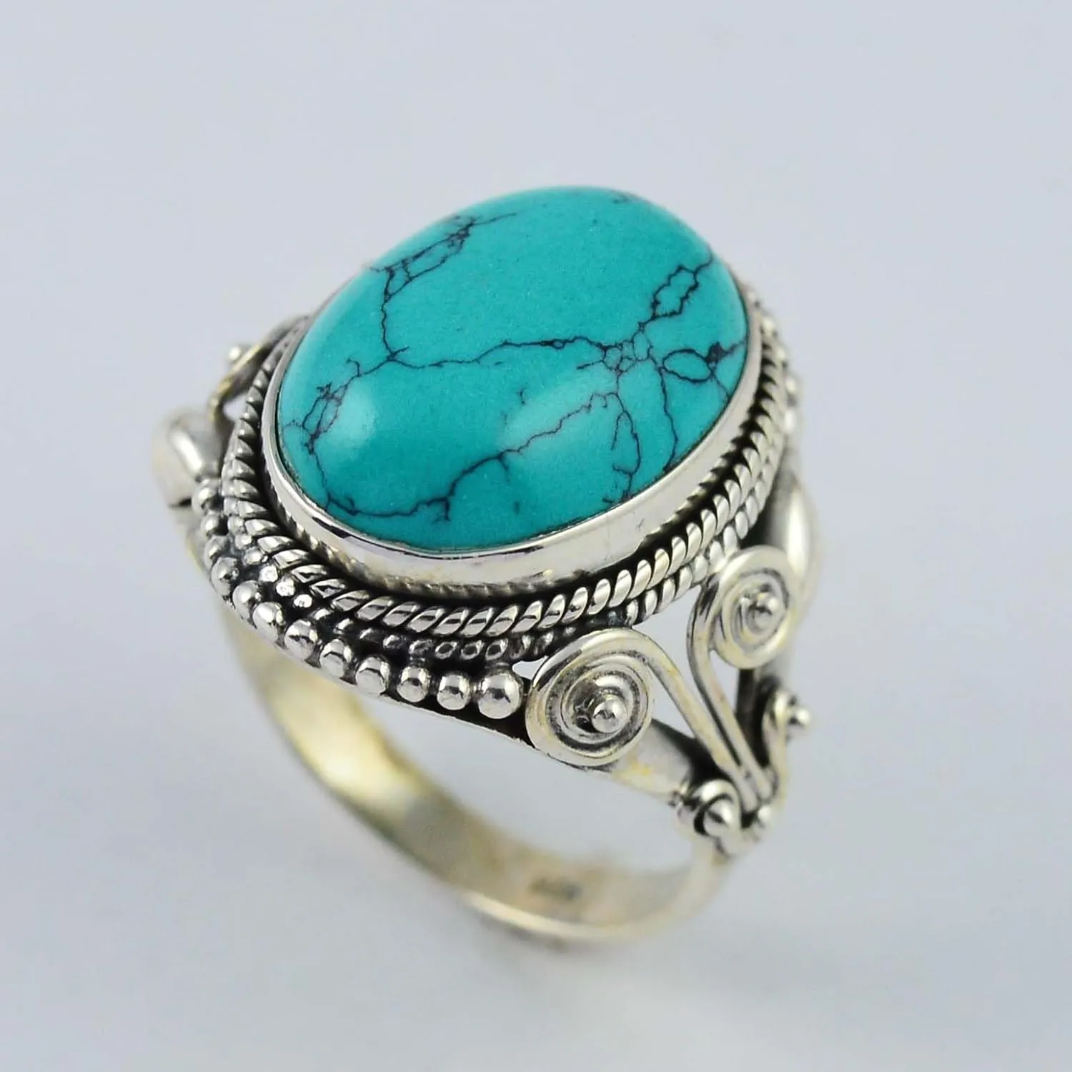 Sagun Jewellers Sterling Silver Turquoise Ring Vinatge Ring for Women Healing Gemstone Rings Boho Jewellery Gift for Her