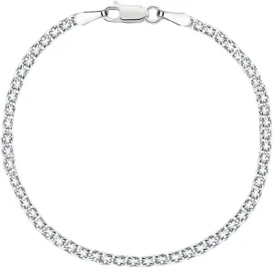 Savlano 925 Sterling Silver 2MM Bismark Chain Mesh Link Anklet for Women Comes in 9"-10" inches with Gift Box - Made in Italy