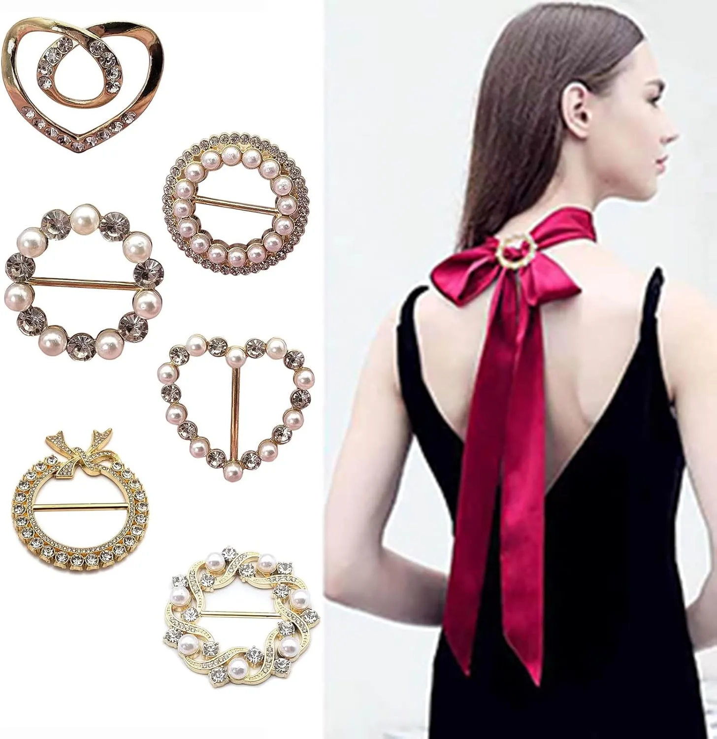 Scarf rings Clip Slide Shirt Twist-Knot Clip Buckles Circle Clothing Wrap Holder T-Shirt Tie Clips for Women Girl