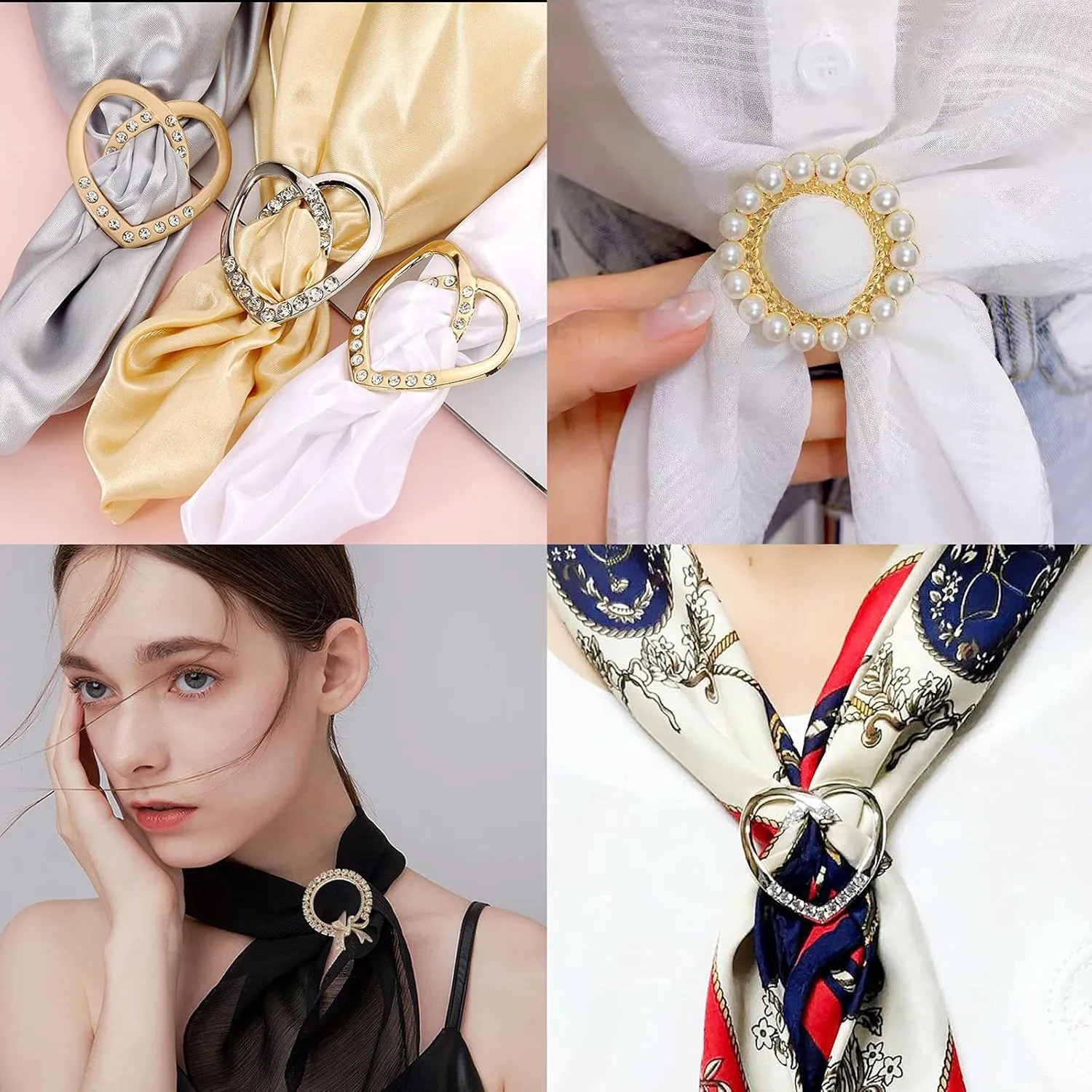Scarf rings Clip Slide Shirt Twist-Knot Clip Buckles Circle Clothing Wrap Holder T-Shirt Tie Clips for Women Girl