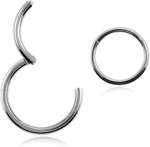 SERENITY Body Jewelry Hypoallergenic Nose Rings 18G 316l Surgical Steel Septum Jewelry Hinged Segment Ring Body Piercing Nose Hoop Lip Rings Nose Helix Cartilage Rook Earrings For Men Women Unisex