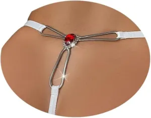 Sexy Red Rhinestone Thong Panties Crystal Waist Belly Bikini Body Chain Jewelry Adjustable Elastic Crystal Underwear Festival Rave G-String Waist Body Chain Jewelry for Women (White)