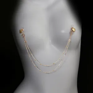 Sexy Rhinestone Love Heart Dangle Bra Nipple Chain for Women Layered Tassel Non Piercing Faux Nipple Rings Adjustable Noose Nightclub Bikini Festival Rave Party Lingerie Chest Body Accessories Jewelry