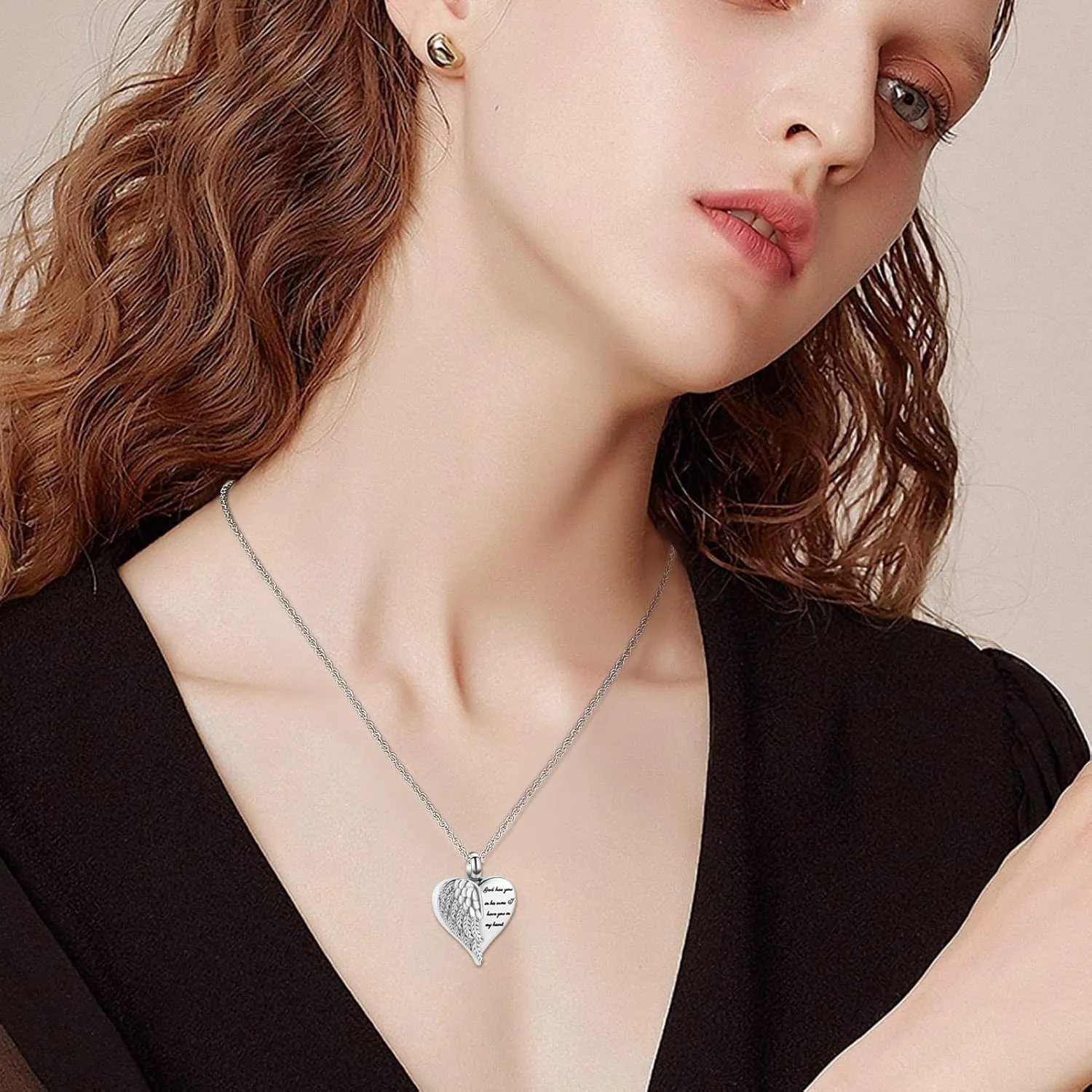 shajwo Cremation Heart Urn Necklace Ashes Jewelry for Women Men Keepsake Pendant Memorial Locket Ash Holder