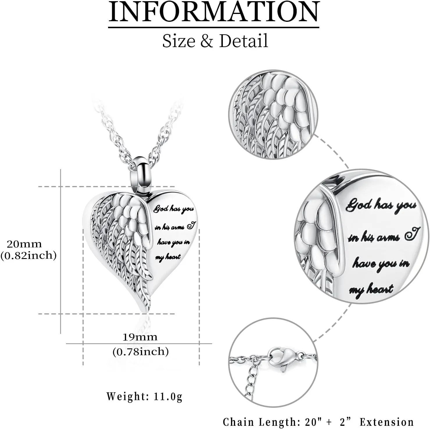 shajwo Cremation Heart Urn Necklace Ashes Jewelry for Women Men Keepsake Pendant Memorial Locket Ash Holder