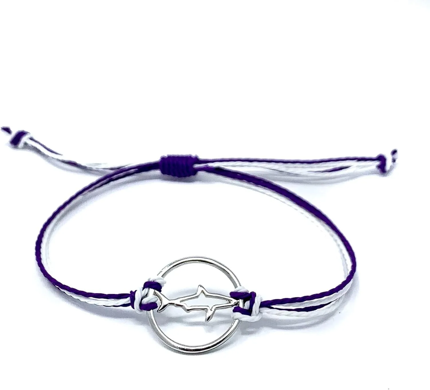 Shark Silhouette Bracelet - Fashionable Unisex Charm Adjustable Band Summer String Shark Silhouette - Friendship Boho Style Colorful Braided Bracelet for Men, Women Girls Jewelry