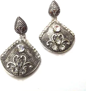 Silver Oxidized Earrings Jhumka Ethnic Imitation Jewelry Dangle Drop Long EA1
