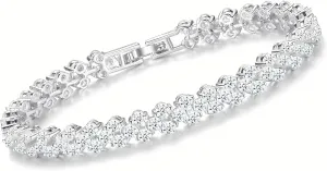 Silver Tennis Bracelet, 18K Gold Plated AAAAA  Cubic Zirconia Bracelet, Dainty Classic Fashion Jewelry for Women