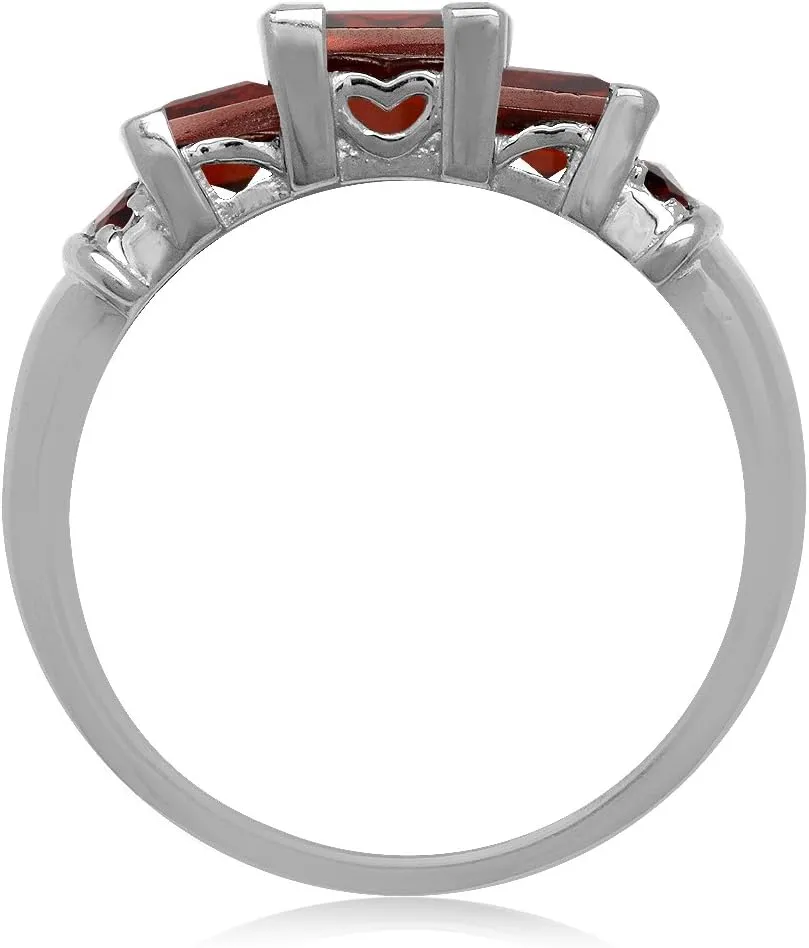 Silvershake 3-Stone Prong Set Square Shape Gemstone 925 Sterling Silver Band Ring