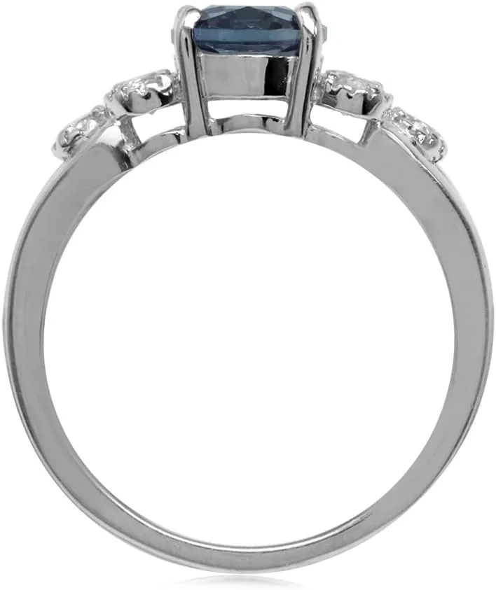 Silvershake Oval Shape Birthstone Gemstones White Gold Plated 925 Sterling Silver Engagement Anniversary Right Hand Ring Jewelry for Women
