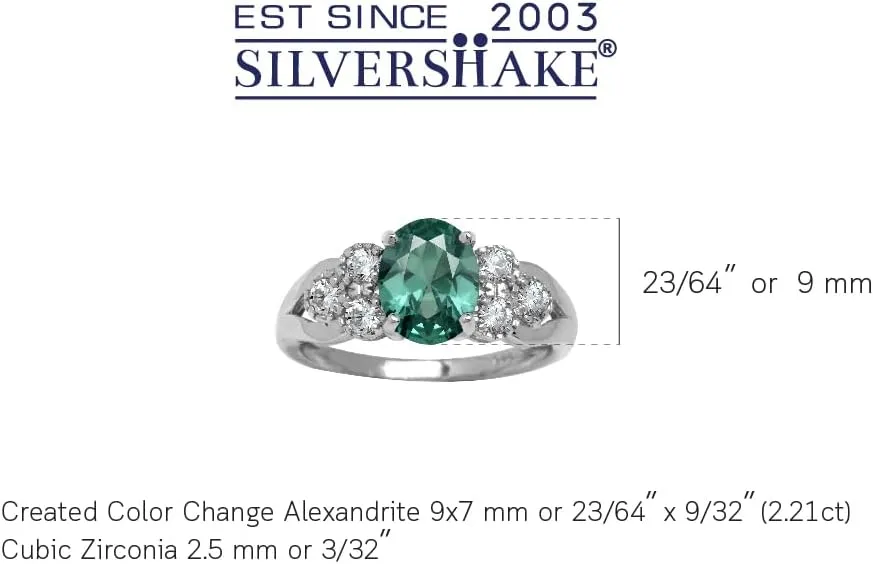 Silvershake Oval Shape Birthstone Gemstones White Gold Plated 925 Sterling Silver Engagement Anniversary Right Hand Ring Jewelry for Women