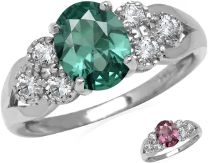 Silvershake Oval Shape Birthstone Gemstones White Gold Plated 925 Sterling Silver Engagement Anniversary Right Hand Ring Jewelry for Women
