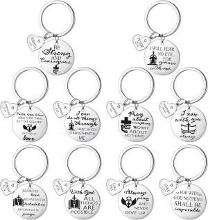 Sinmoe 10 Pieces Christian Keychains Bulk for Women Bible Verse silver Keychain Christian Mother's Day Gift for Women Faith Religious Cross Baptism Men Inspirational Easter Prayer Keyring