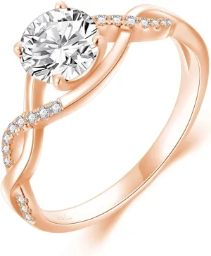 SISGEM 14K Gold Wedding Ring for Women,Split Shank Pave Set 1.3 Carat(cttw) Moissanite Engagement Ring With Engraved Name,Wedding Anniversary Size 5-11