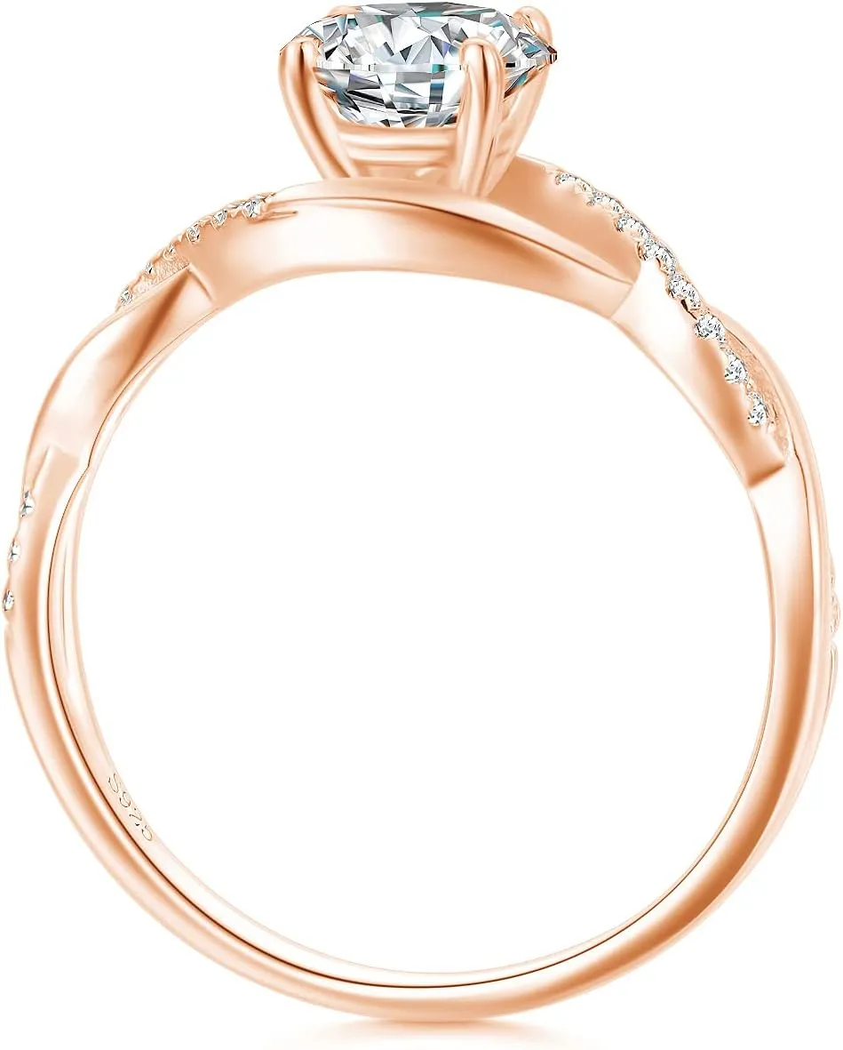 SISGEM 14K Gold Wedding Ring for Women,Split Shank Pave Set 1.3 Carat(cttw) Moissanite Engagement Ring With Engraved Name,Wedding Anniversary Size 5-11