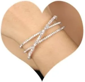 Sither Crystal Cuff Bracelet for Women Layered Bangle Bracelet Wide Open Bracelet Jewelry for Party Girls Christmas Gift