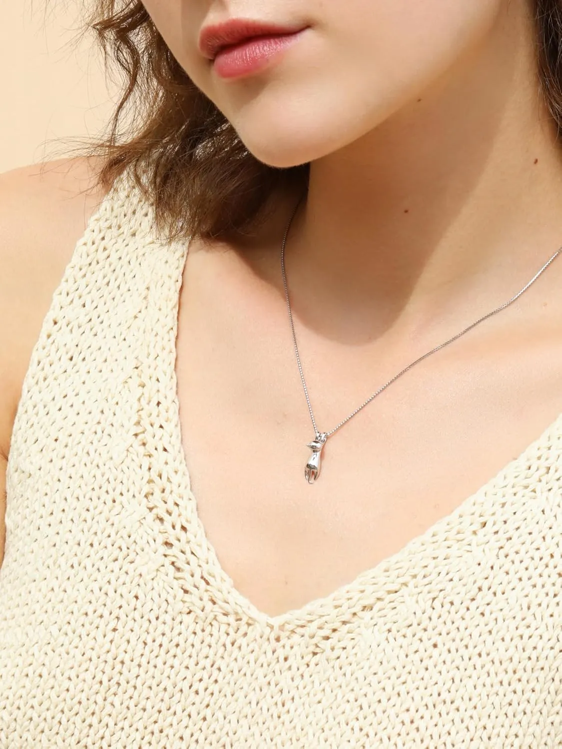 S.Leaf Sterling Silver Cat Necklace - Kitten Jewelry for Women, Cat Mom Gifts