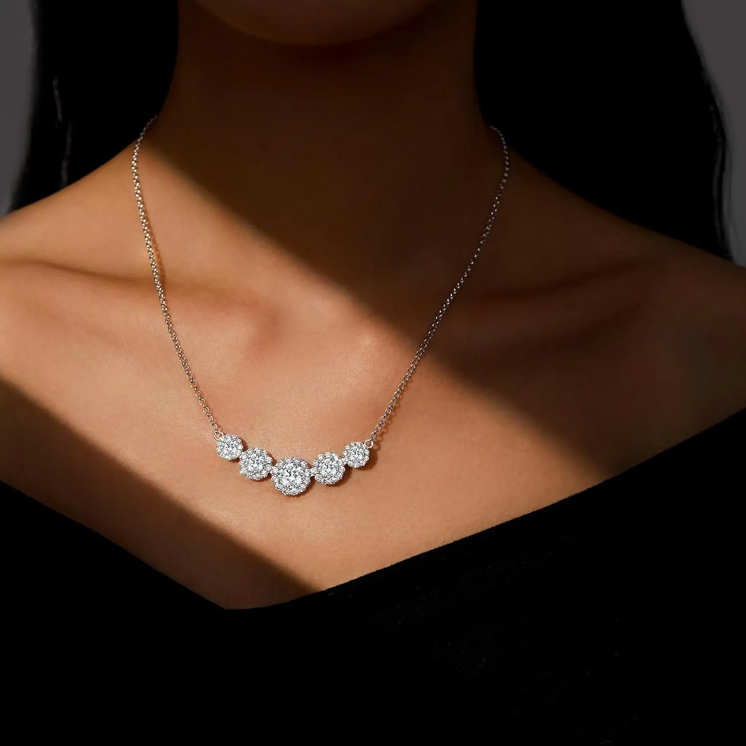 Smile Pendant Necklace for Women Moissanite Lab-Created Gem Jewelry for Women I Love You Wedding Anniversary Birthday Christmas Valentine Engagements Mothers Day for Wife Her Girlfriend Mom Daughter