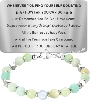Sobriety Gift for Men Women Sober Gifts Beaded Bracelets Sobriety Cards Anniversary Month & Year Recovery Addiction Gifts Milestone AA NA Alcoholics Anonymous Easter Birthday Gifts for Men