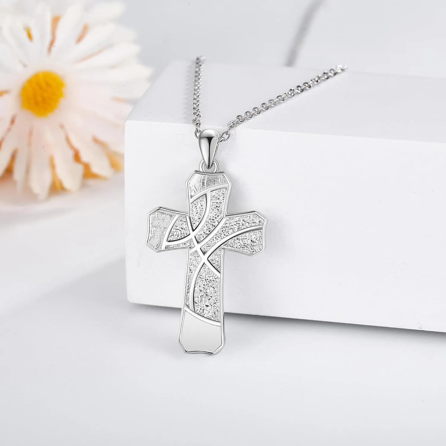 Sports Cross Necklace 925 Sterling Silver Football Soccer Basketball American Flag Cross Pendant Necklaces Football Jewelry Christian Religious Sports Gifts for Men Boys Women Footballer Soccer Basketball Lovers