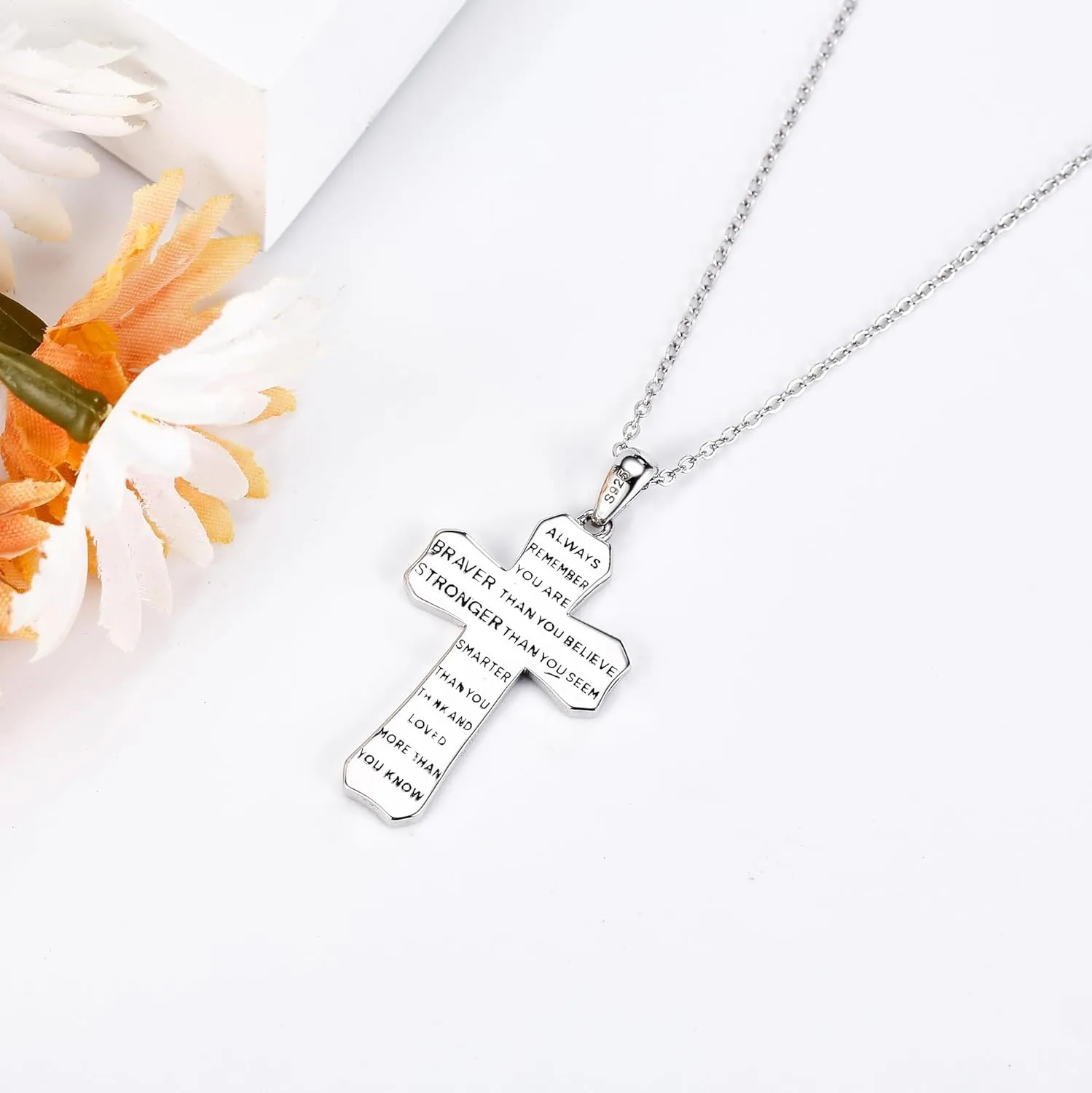 Sports Cross Necklace 925 Sterling Silver Football Soccer Basketball American Flag Cross Pendant Necklaces Football Jewelry Christian Religious Sports Gifts for Men Boys Women Footballer Soccer Basketball Lovers