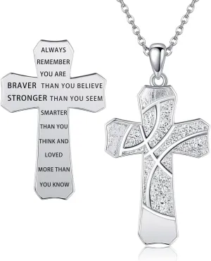 Sports Cross Necklace 925 Sterling Silver Football Soccer Basketball American Flag Cross Pendant Necklaces Football Jewelry Christian Religious Sports Gifts for Men Boys Women Footballer Soccer Basketball Lovers