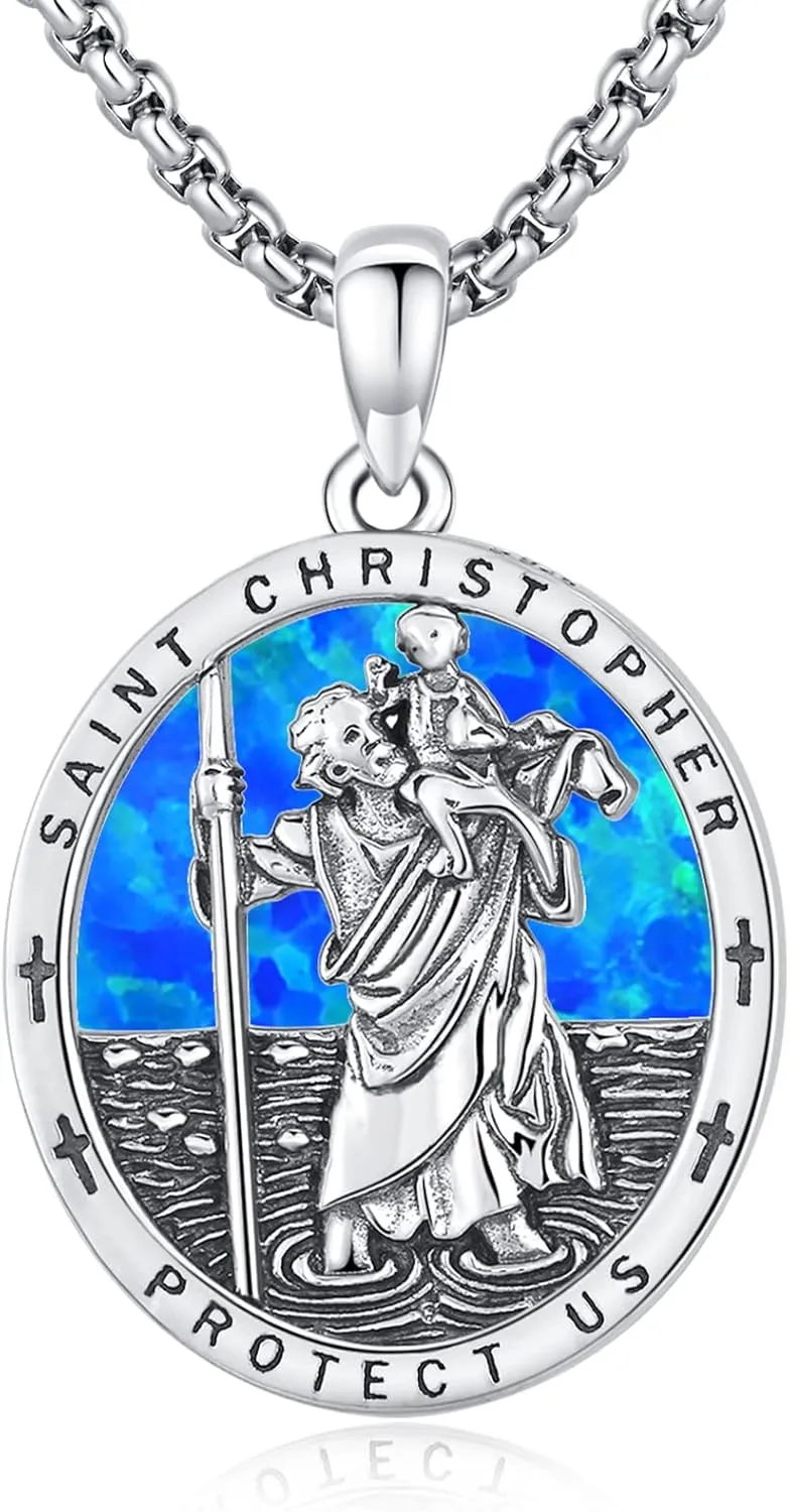 St Michael/St Christoper/St Sebastian/Guadalupe/Guardian Angel/Santa Muerte/Jude/Joseph Pendant Necklace for Men Women 925 Sterling Silver Catholic Religious Protector Amulets Necklaces