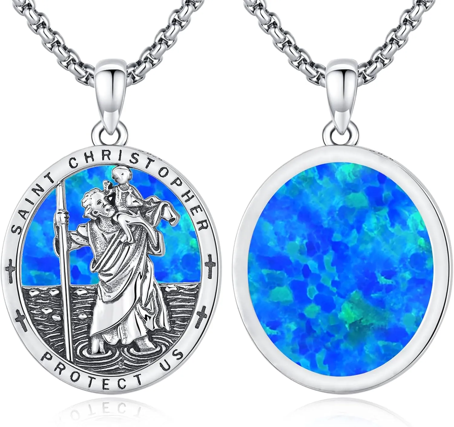 St Michael/St Christoper/St Sebastian/Guadalupe/Guardian Angel/Santa Muerte/Jude/Joseph Pendant Necklace for Men Women 925 Sterling Silver Catholic Religious Protector Amulets Necklaces