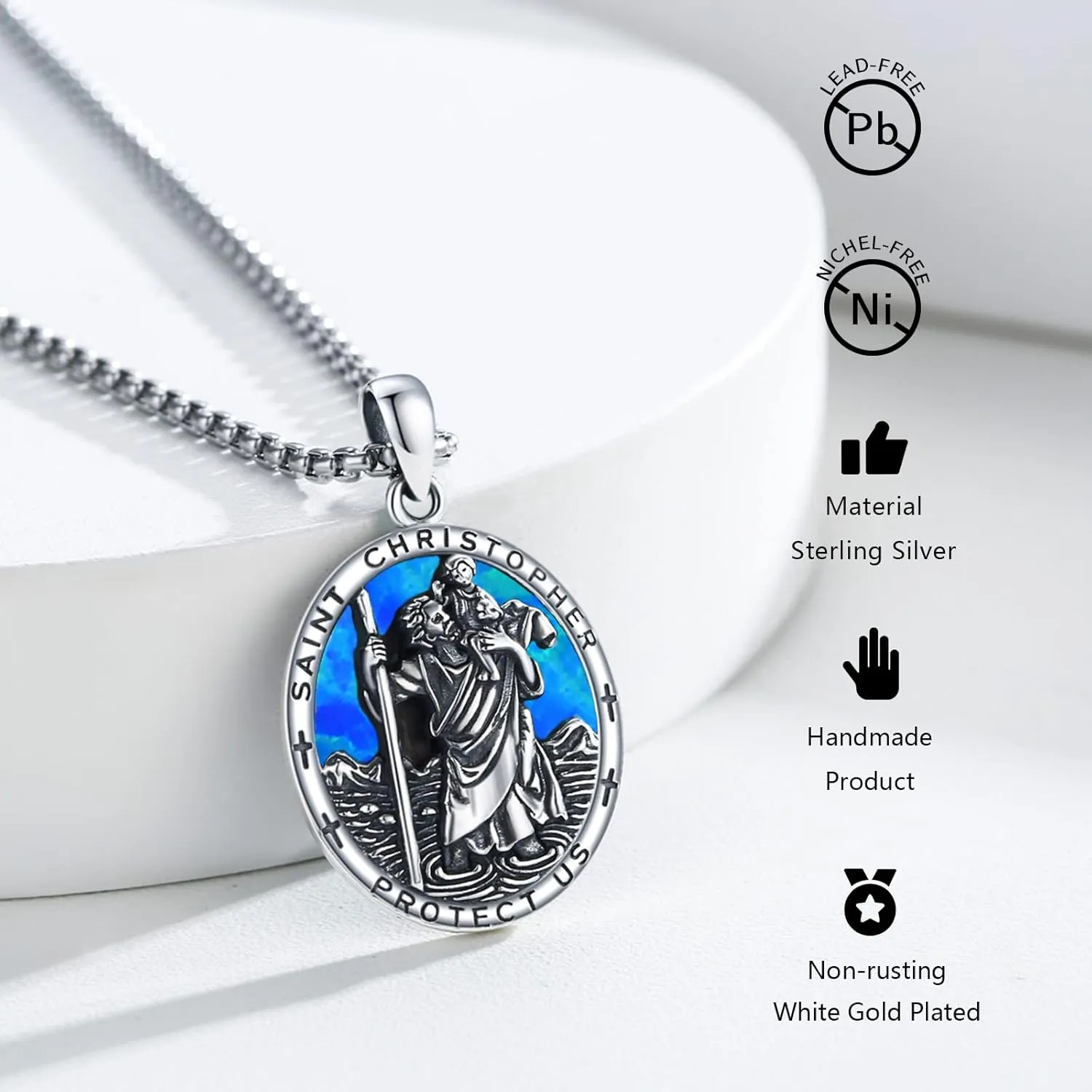 St Michael/St Christoper/St Sebastian/Guadalupe/Guardian Angel/Santa Muerte/Jude/Joseph Pendant Necklace for Men Women 925 Sterling Silver Catholic Religious Protector Amulets Necklaces