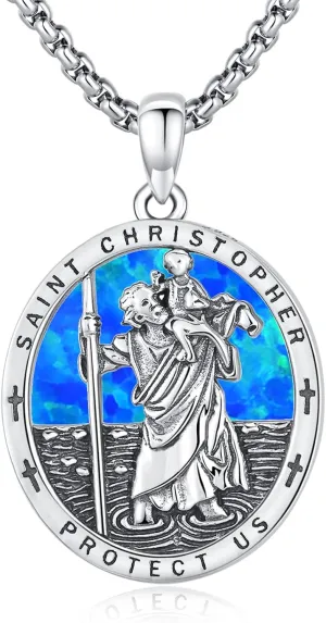 St Michael/St Christoper/St Sebastian/Guadalupe/Guardian Angel/Santa Muerte/Jude/Joseph Pendant Necklace for Men Women 925 Sterling Silver Catholic Religious Protector Amulets Necklaces