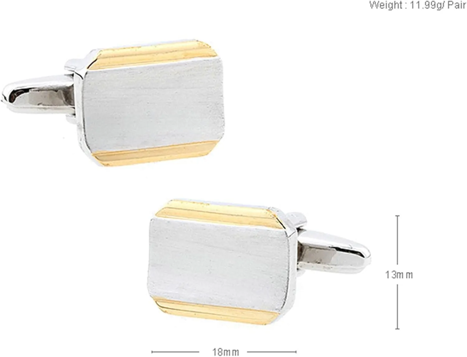 Stainless Steel Cufflinks, Tuxedo Accessories Men Geometric Double Color Copper for Business Father's Day