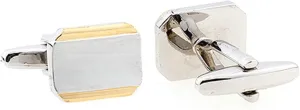 Stainless Steel Cufflinks, Tuxedo Accessories Men Geometric Double Color Copper for Business Father's Day
