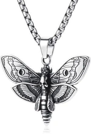 Stainless Steel Gothic Skull Pendant Necklace Punk Biker Hip-hop Jewelry for Men Women 60cm