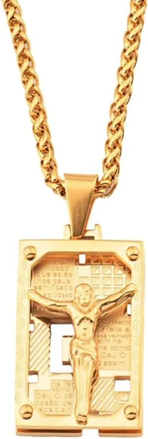 Stainless Steel Pendant Color Jesus Dog Tag Necklace for Men Women Religious Amulet Jewelry Gift