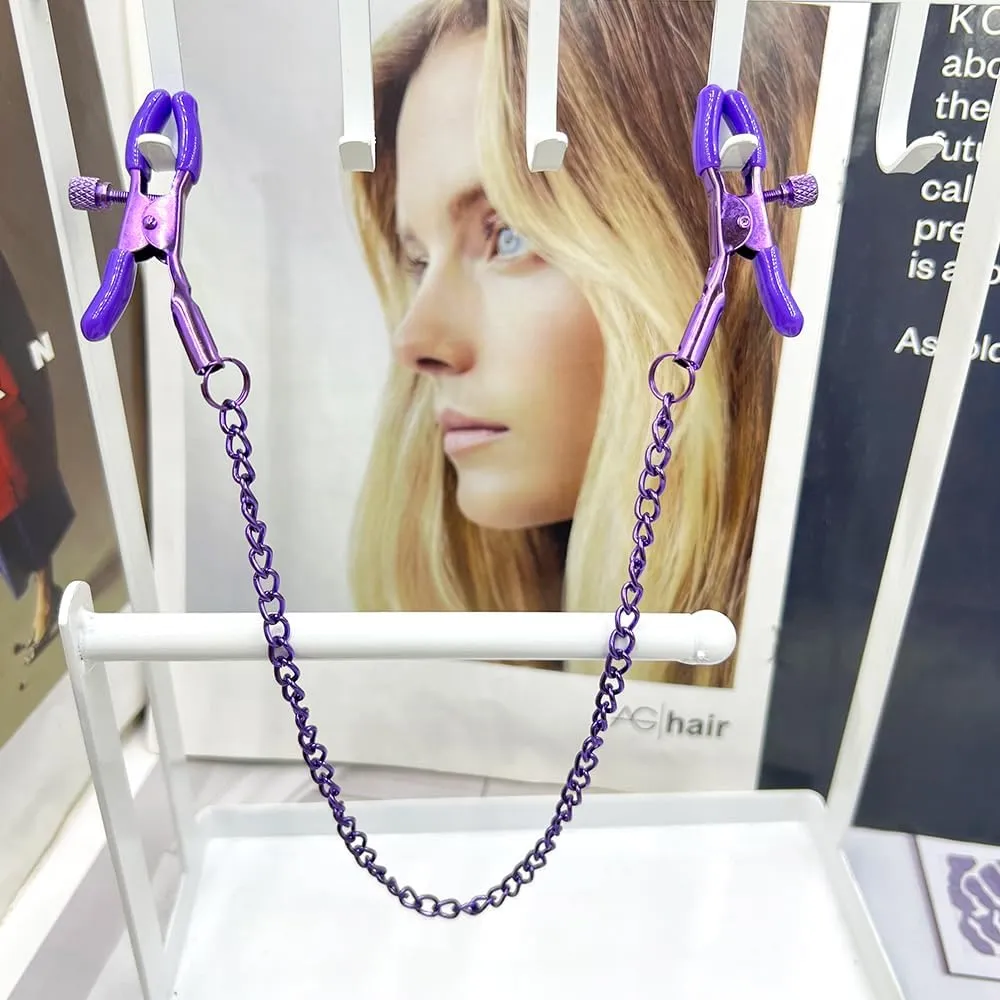 Stainless Steel Purple Body Chain with Clamps Non Piercing Adjustable Body Chain Ring Body Chain Clip for Women Faux Body Jewelry