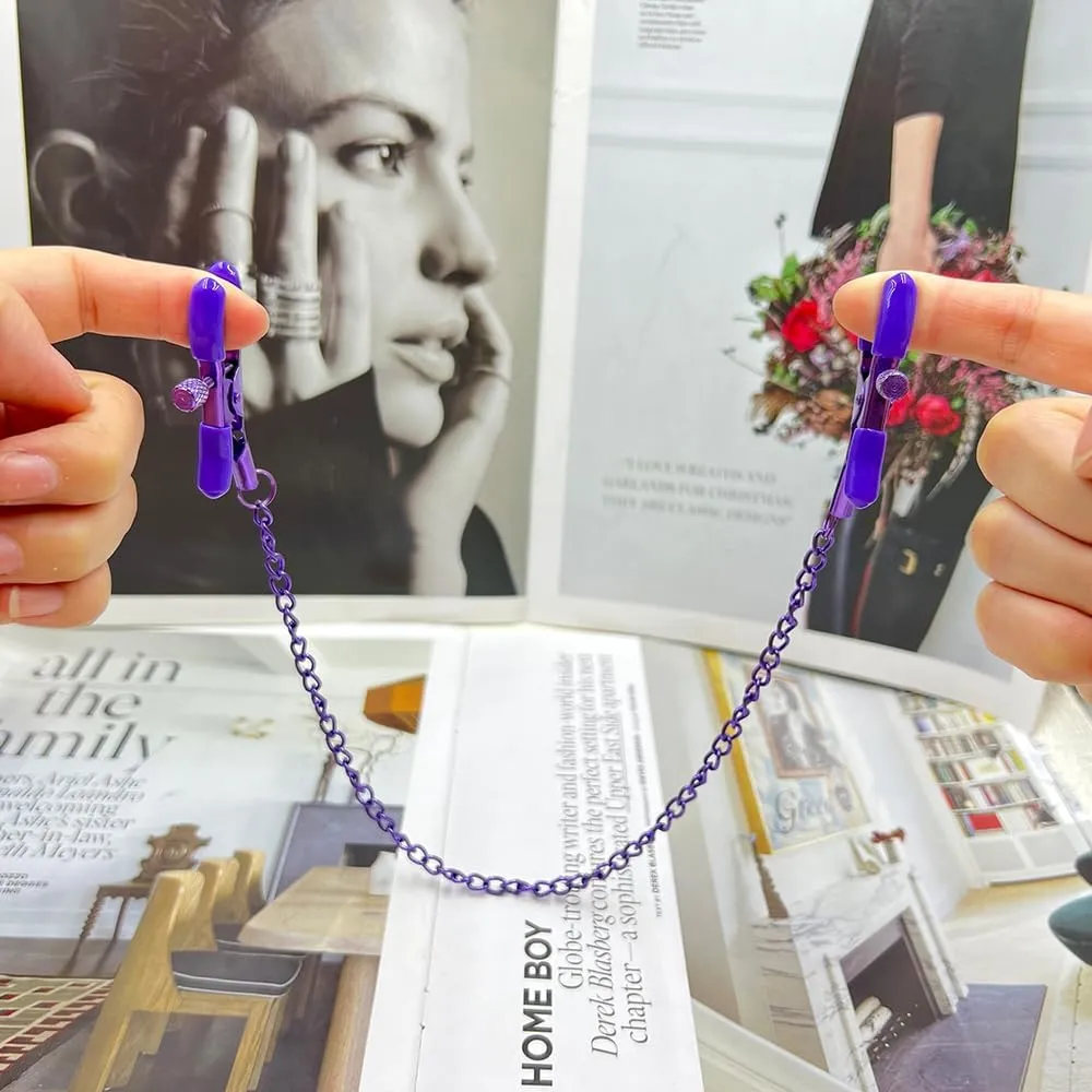 Stainless Steel Purple Body Chain with Clamps Non Piercing Adjustable Body Chain Ring Body Chain Clip for Women Faux Body Jewelry