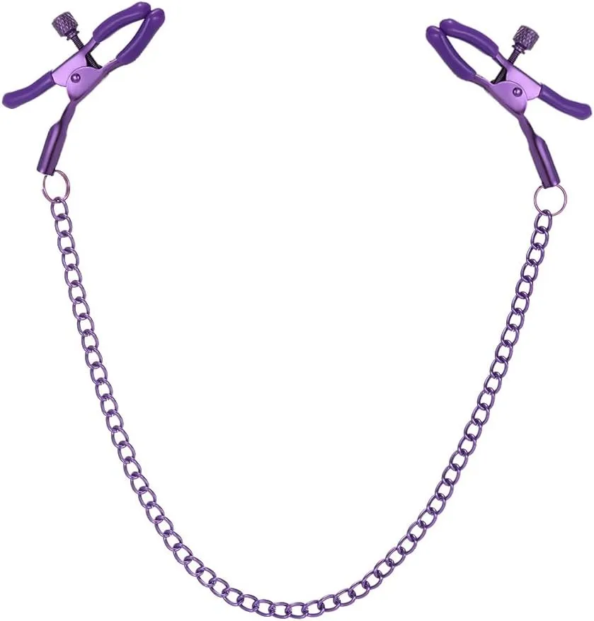 Stainless Steel Purple Body Chain with Clamps Non Piercing Adjustable Body Chain Ring Body Chain Clip for Women Faux Body Jewelry