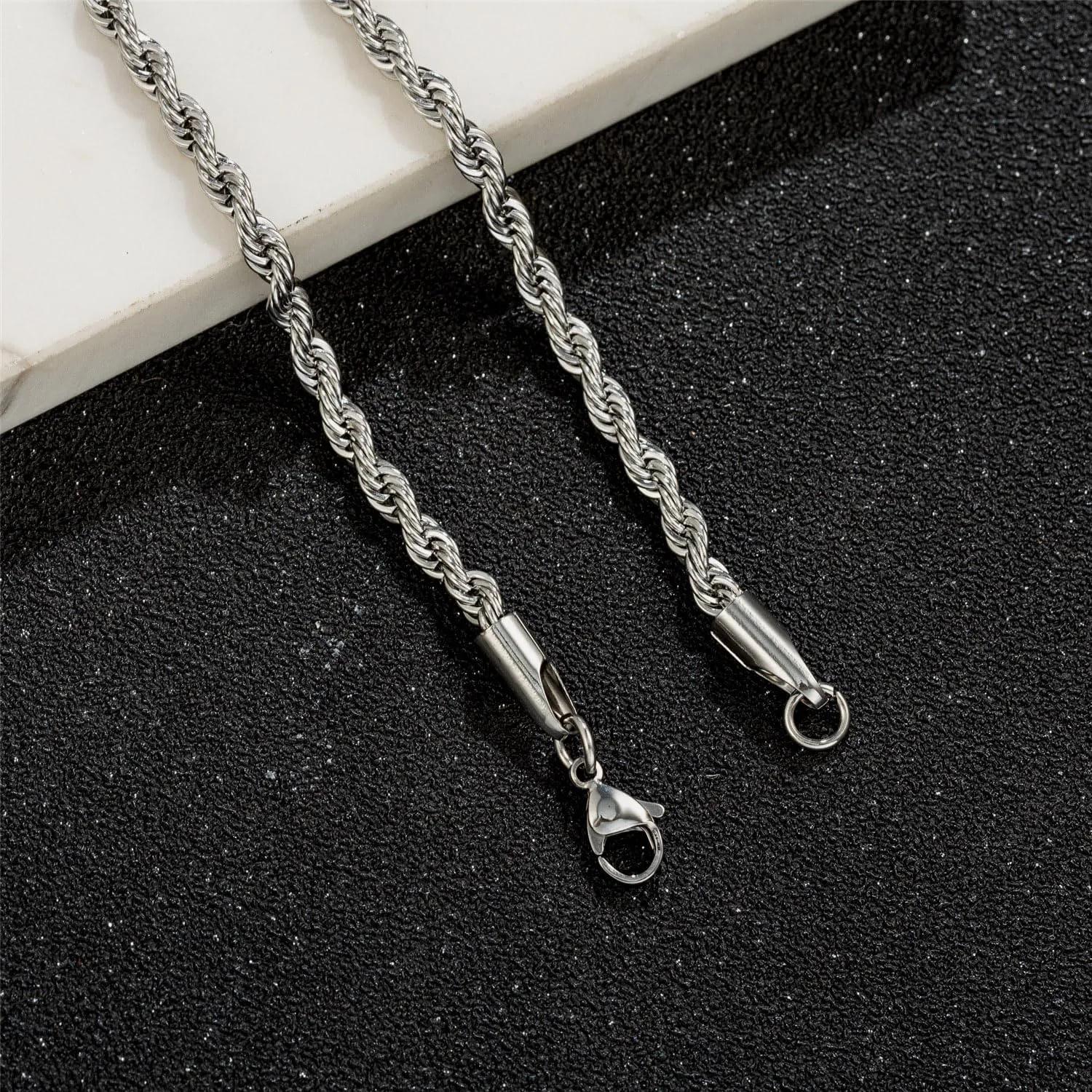 Stainless Steel Rope Link Chain Bracelet for Women Men, Silver Tone / 14K gold Plated 3/4/5/6mm wide Rope Chain Bracelets, 7.5" or 8.3"