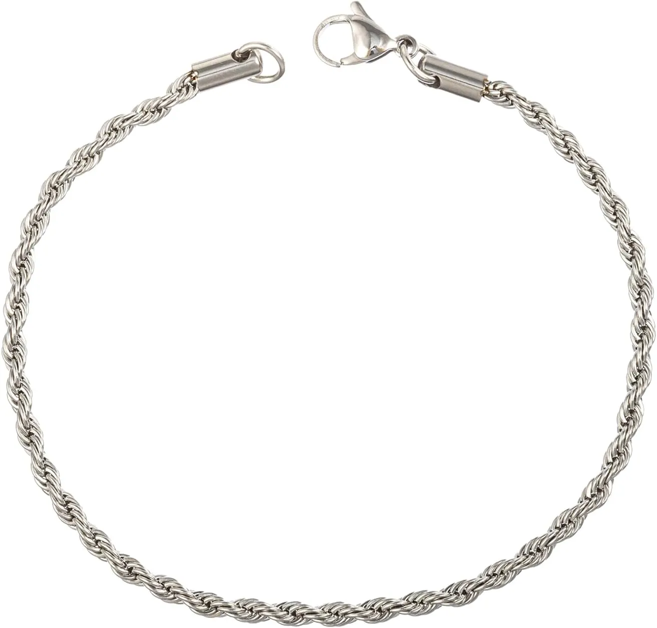 Stainless Steel Rope Link Chain Bracelet for Women Men, Silver Tone / 14K gold Plated 3/4/5/6mm wide Rope Chain Bracelets, 7.5" or 8.3"